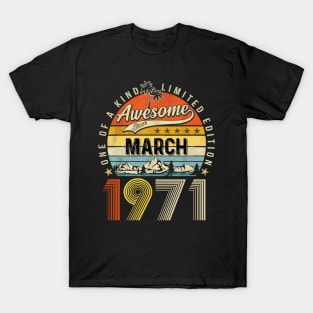 Awesome Since March 1971 Vintage 52nd Birthday T-Shirt